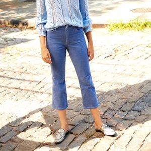 Popsugar Crop Flared Light Blue Corduroy Jeans